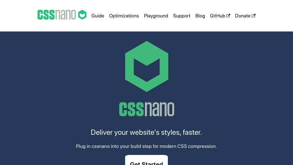 Screenshot of cssnano.github.io: CSSnano
