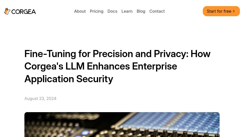 Screenshot of corgea.com: We fine-tuned an LLM to triage and fix insecure code