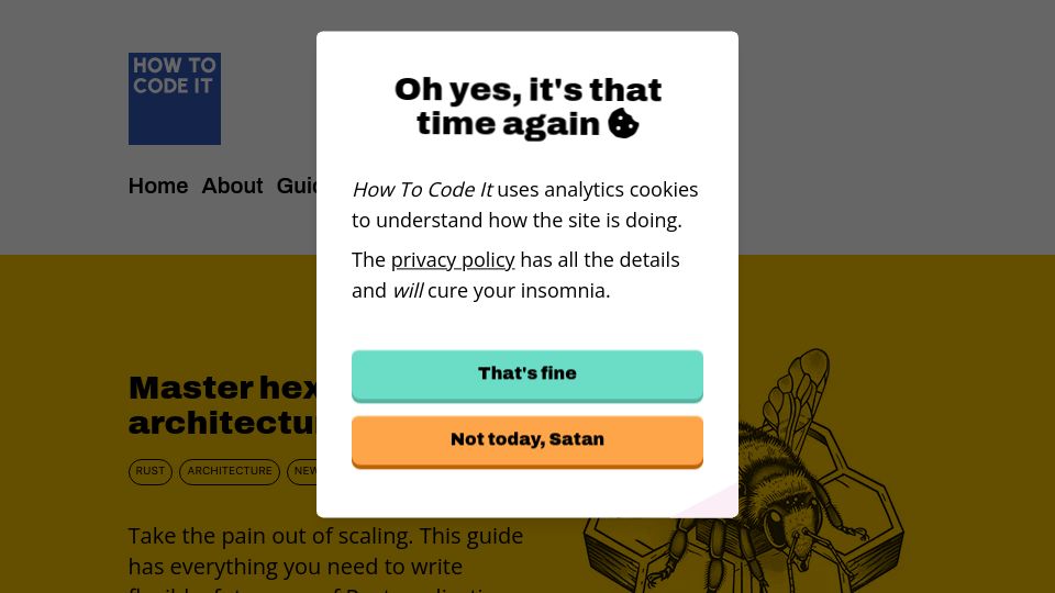 Screenshot of howtocodeit.com: Master Hexagonal Architecture in Rust