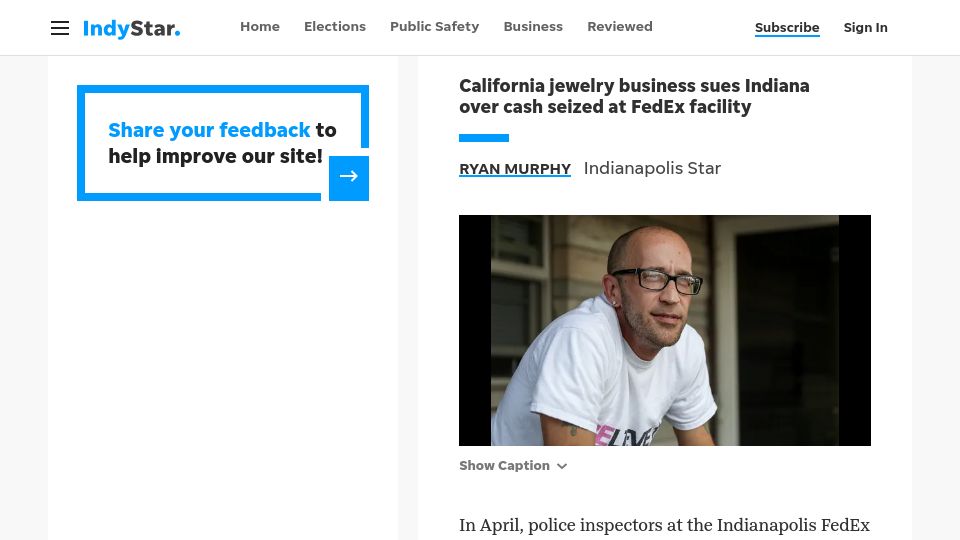 Screenshot of indystar.com: Indiana police are seizing FedEx packages containing cash