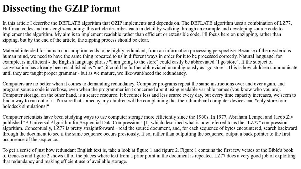 Screenshot of infinitepartitions.com: Dissecting the gzip format (2011)