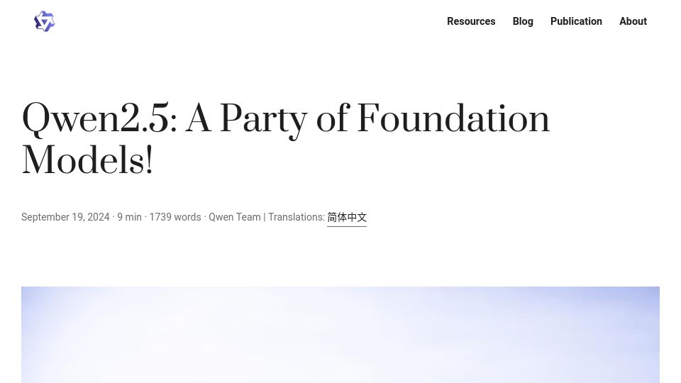 Screenshot of qwenlm.github.io: Qwen2.5: A Party of Foundation Models