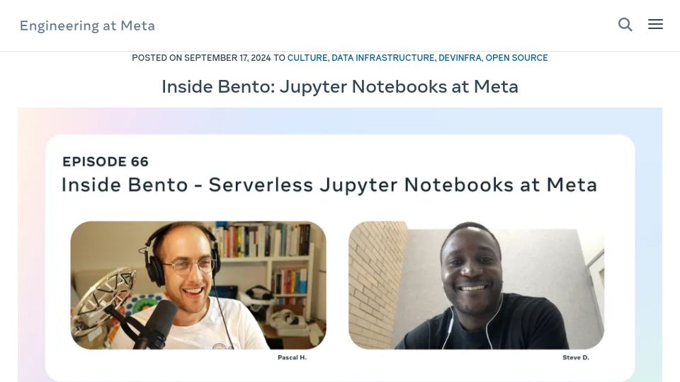 Screenshot of engineering.fb.com: Bento: Jupyter Notebooks at Meta