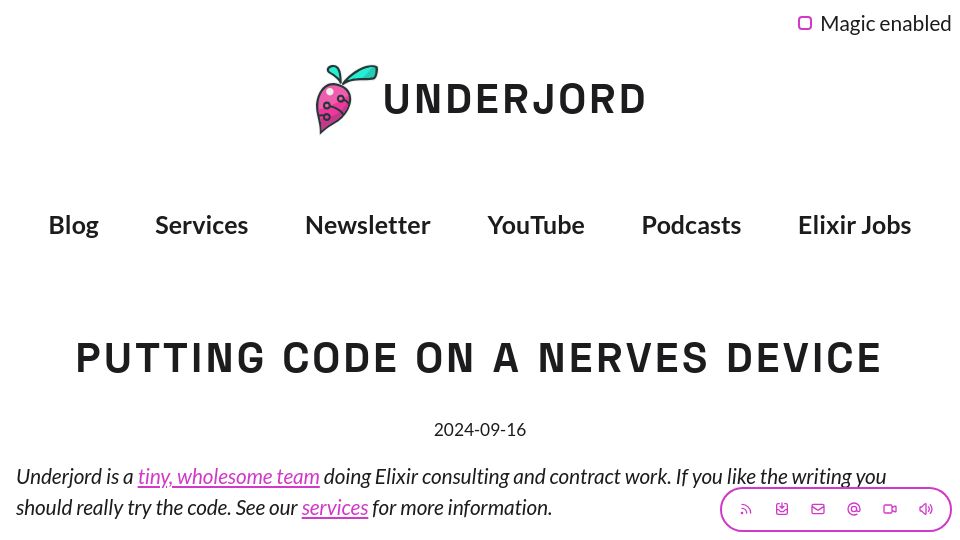 Screenshot of underjord.io: Putting Code on a Nerves Device