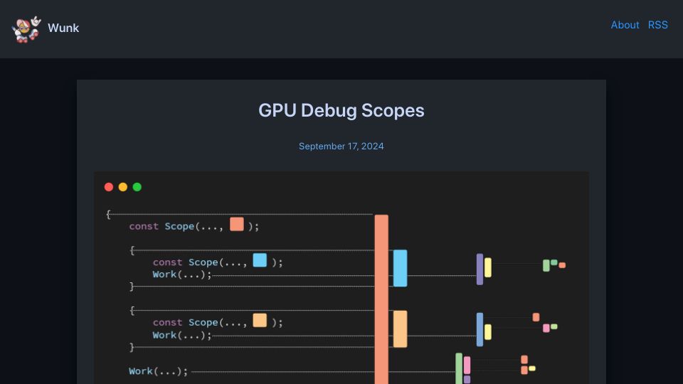 Screenshot of wunkolo.github.io: GPU Debug Scopes