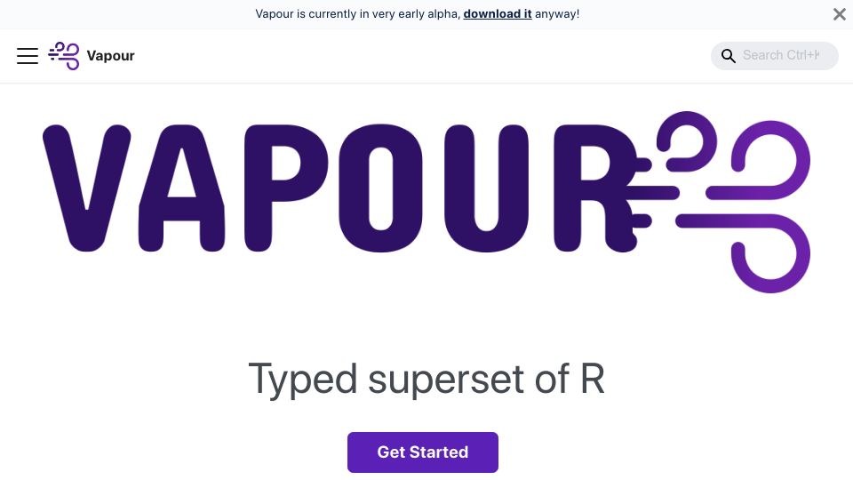 Screenshot of vapour.run: Vapour: A typed superset of the R programming language