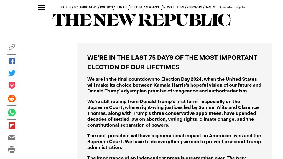 Screenshot of newrepublic.com: The Case for Hypochondria