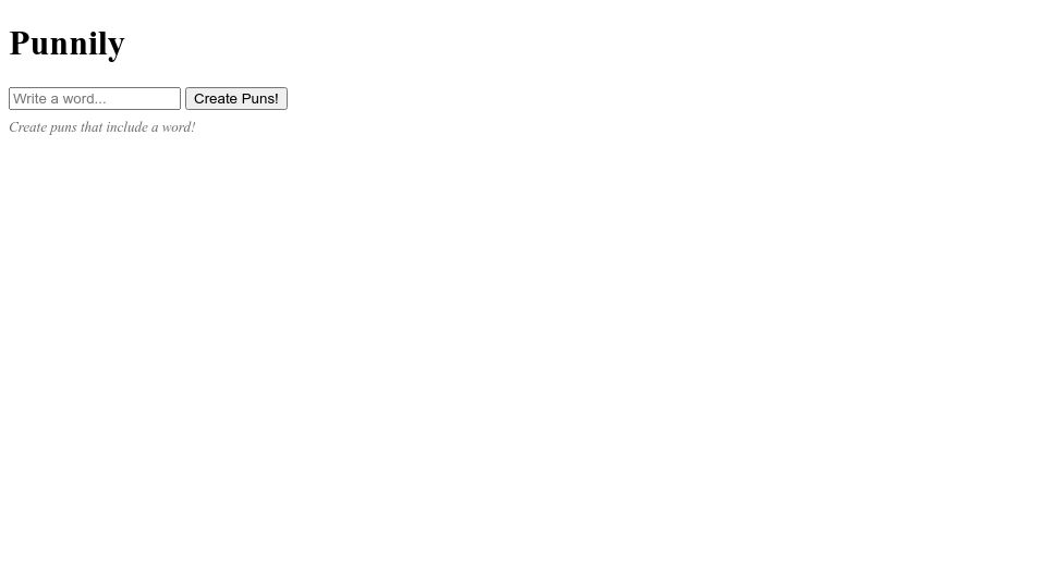 Screenshot of punnily.com: Show HN: Puns from Wikipedia Page Titles