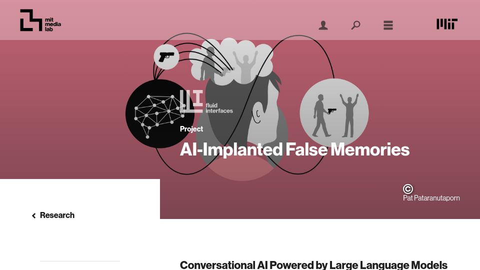 Screenshot of media.mit.edu: AI-Implanted False Memories