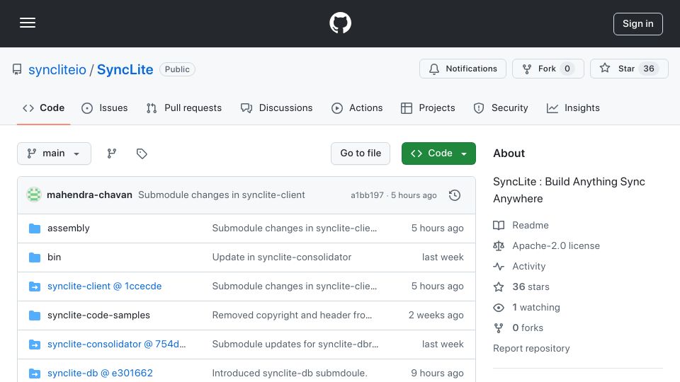 Screenshot of github.com: Show HN: Replicate App-Embedded DuckDBs into PostgreSQL with SyncLite OSS