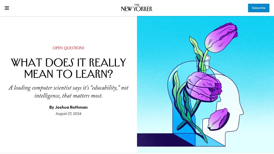 Screenshot of newyorker.com: What Does It Mean to Learn?
