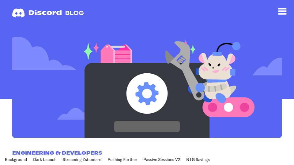 Screenshot of discord.com: Discord Reduced WebSocket Traffic by 40%