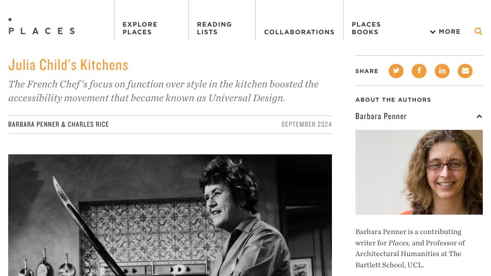 Screenshot of placesjournal.org: Julia Child's Kitchens