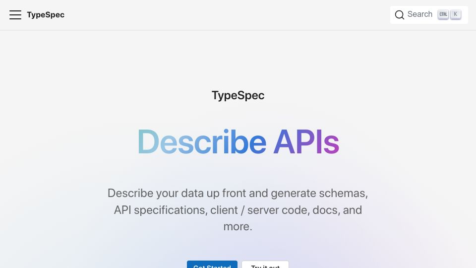 Screenshot of typespec.io: Microsoft TypeSpec
