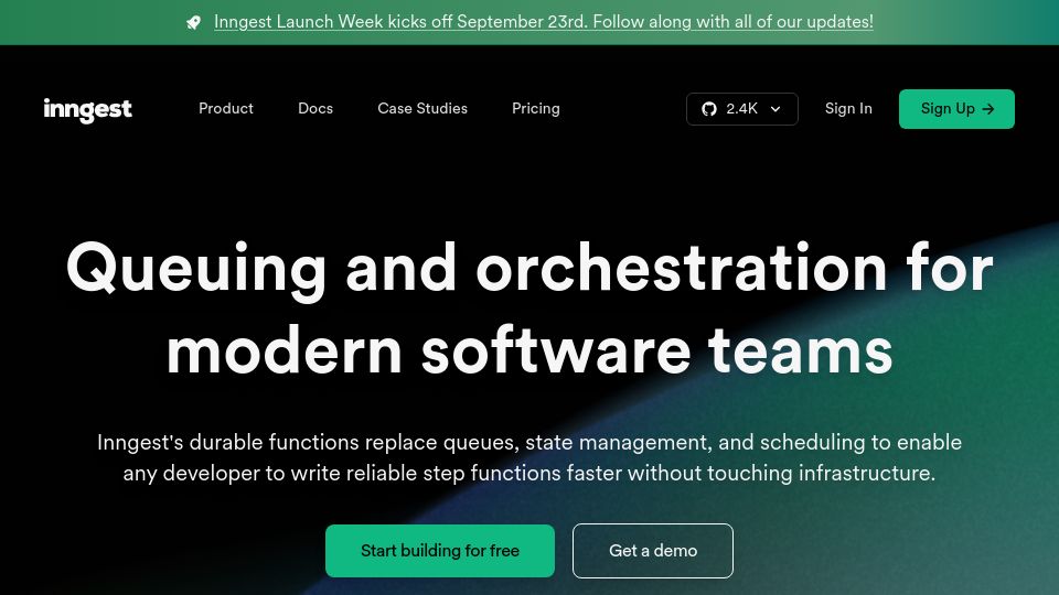 Screenshot of inngest.com: Show HN: Inngest 1.0 – Open-source durable workflows on every platform