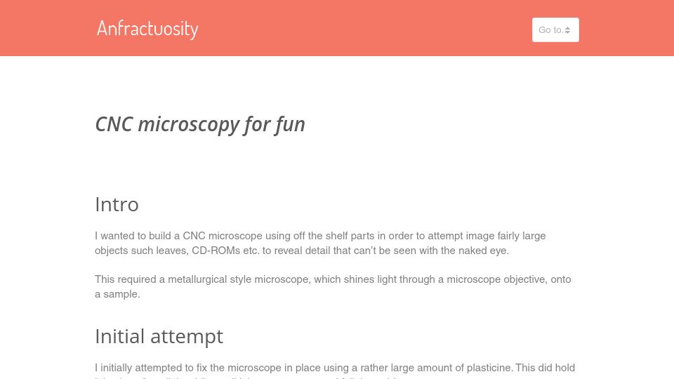 Screenshot of anfractuosity.com: Show HN: CNC Microscopy for Fun