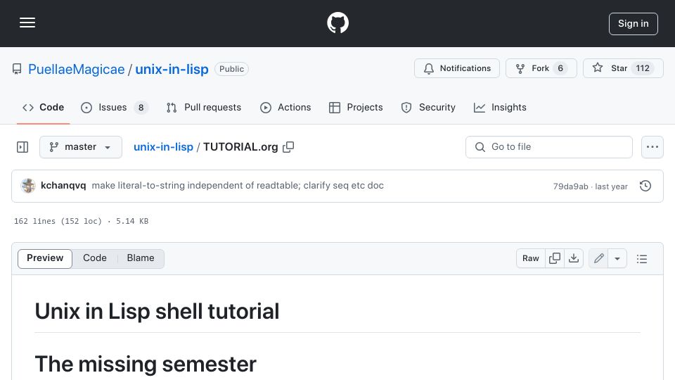 Screenshot of github.com: Mount Unix system into Common Lisp image