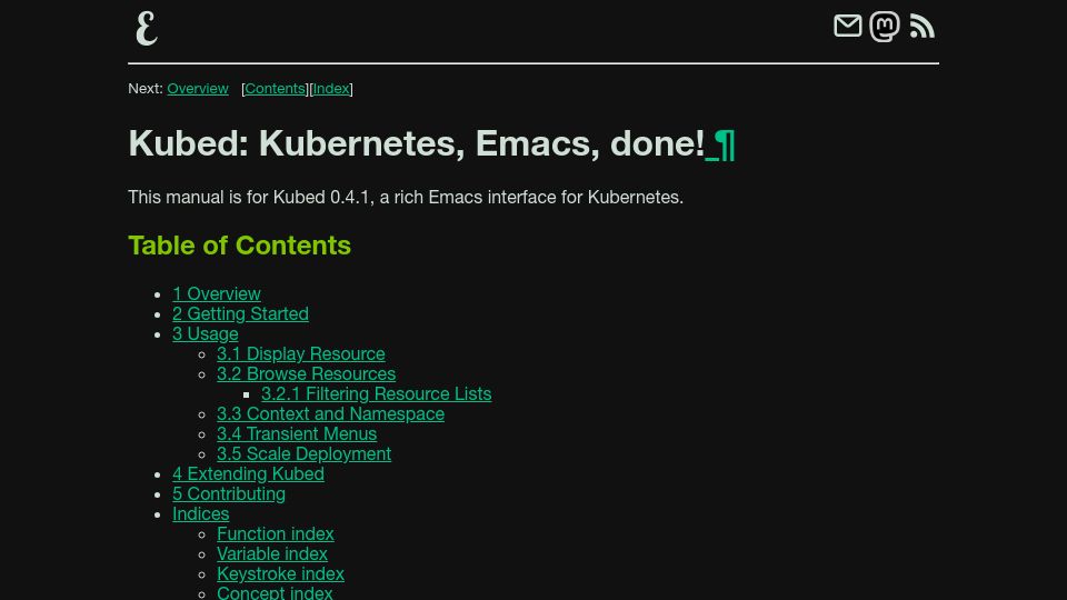 Screenshot of eshelyaron.com: Kubed (Emacs-based Kubernetes interface) user manual, now with pretty images