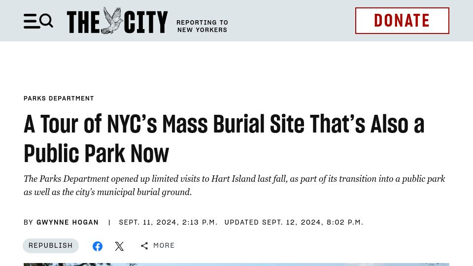 Screenshot of thecity.nyc: A Tour of NYC's Mass Burial Site That's Also a Public Park Now