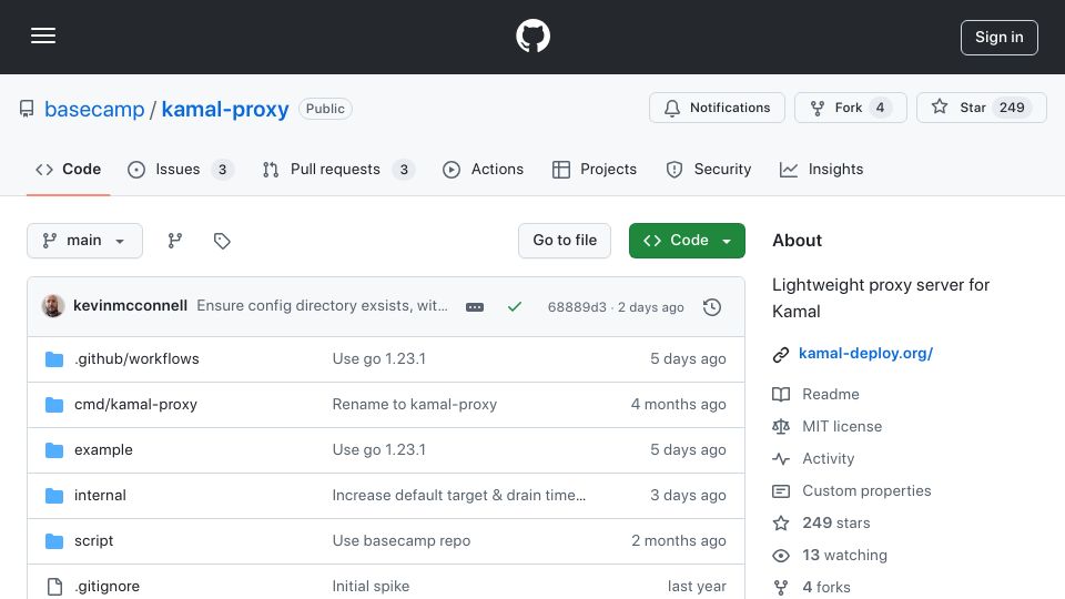 Screenshot of github.com: Kamal Proxy – A minimal HTTP proxy for zero-downtime deployments