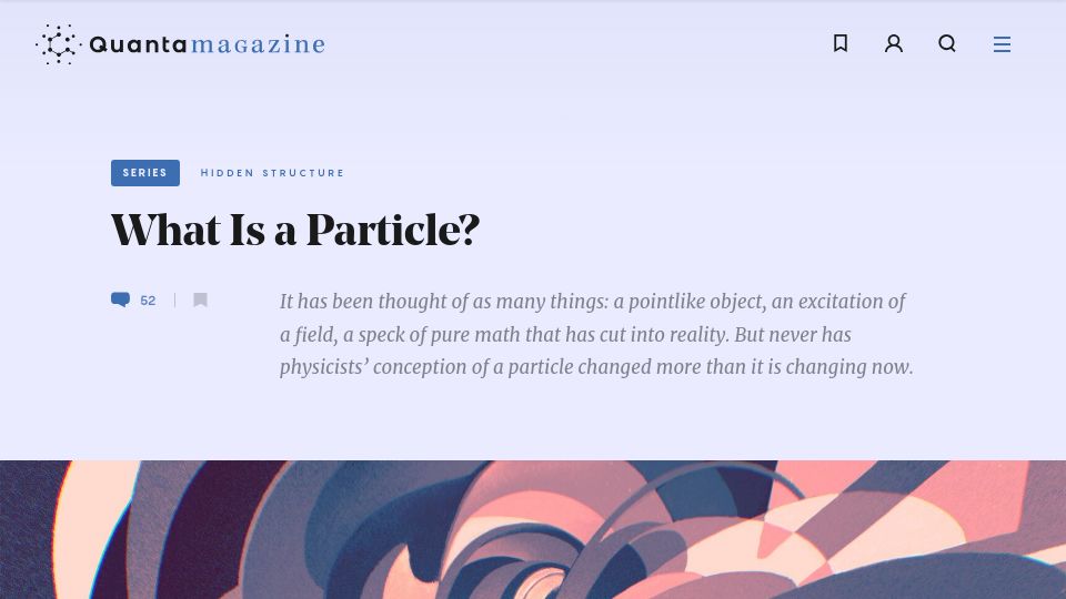 Screenshot of quantamagazine.org: What Is a Particle? (2020)
