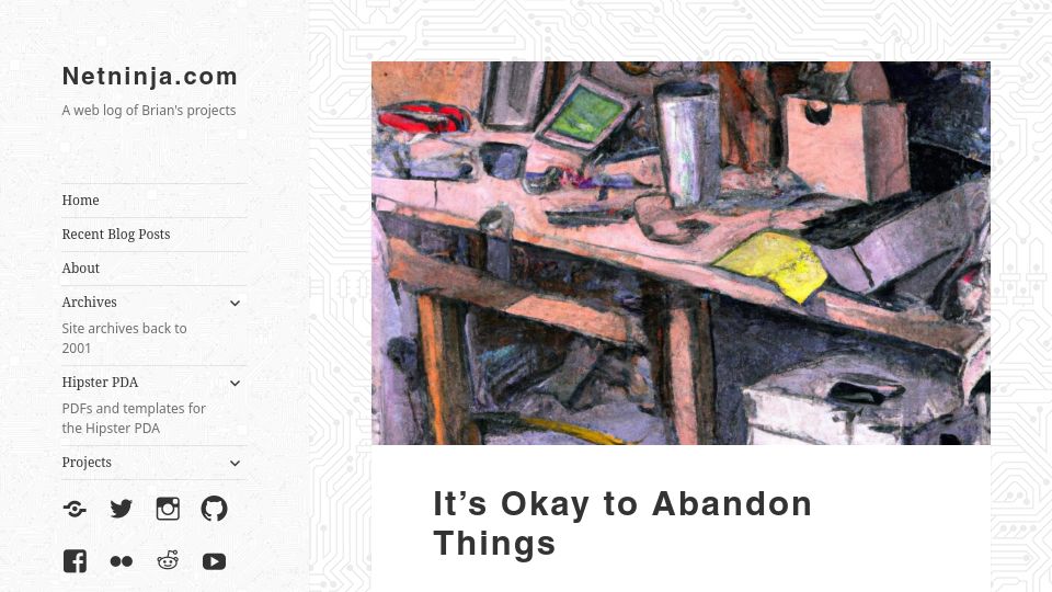 Screenshot of netninja.com: It's Okay to Abandon Things