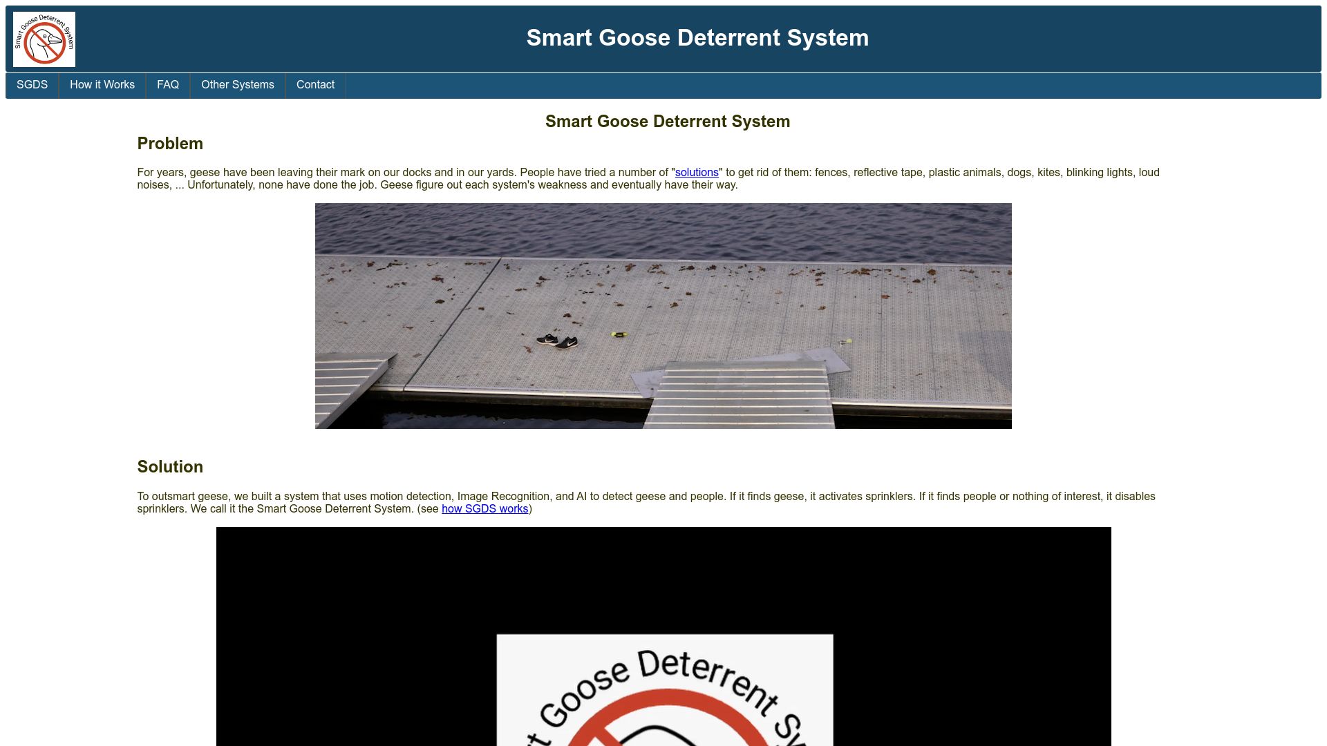 Screenshot of irowbot.duckdns.org: Smart Goose Deterrent System