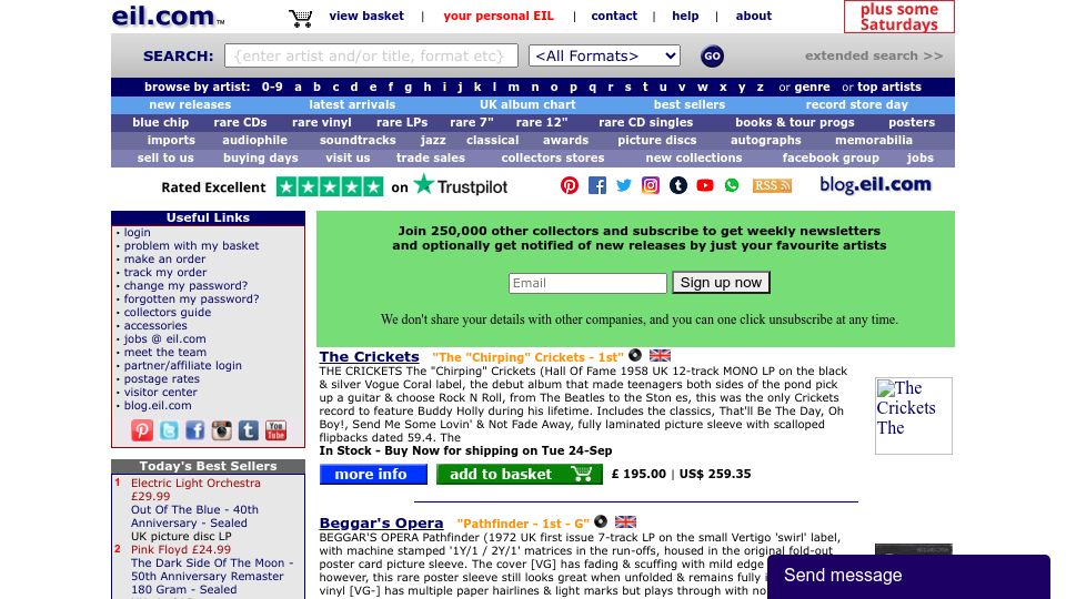 Screenshot of eil.com: Rare Vinyl Records