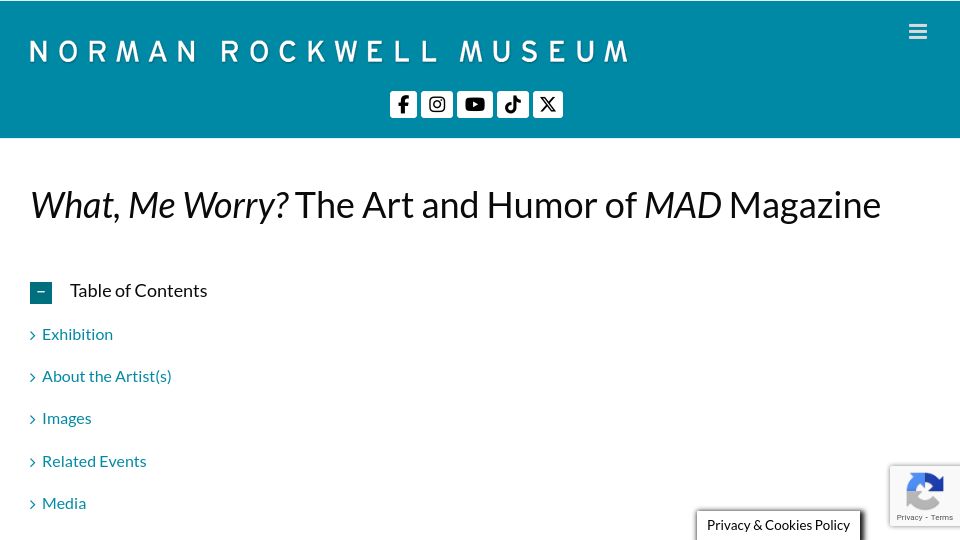 Screenshot of nrm.org: What, Me Worry? The Art and Humor of Mad Magazine
