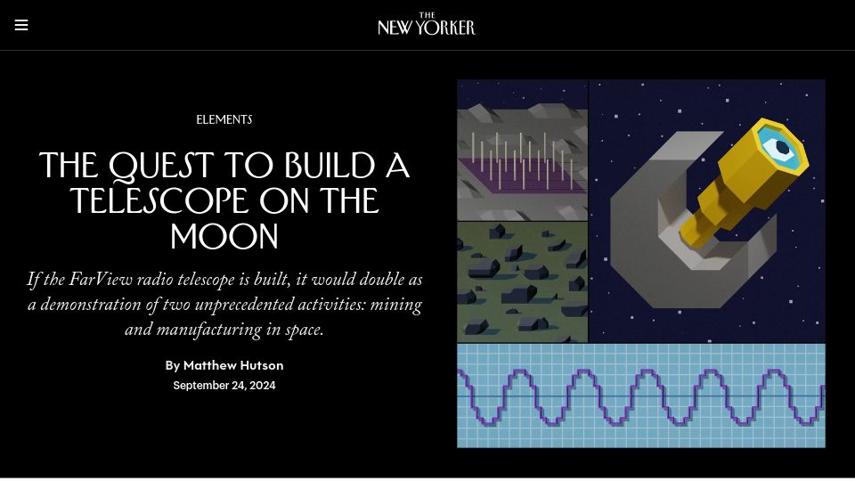 Screenshot of newyorker.com: The quest to build a telescope on the moon