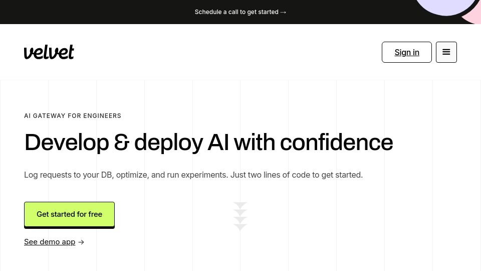 Screenshot of usevelvet.com: Show HN: Velvet – Store OpenAI requests in your own DB