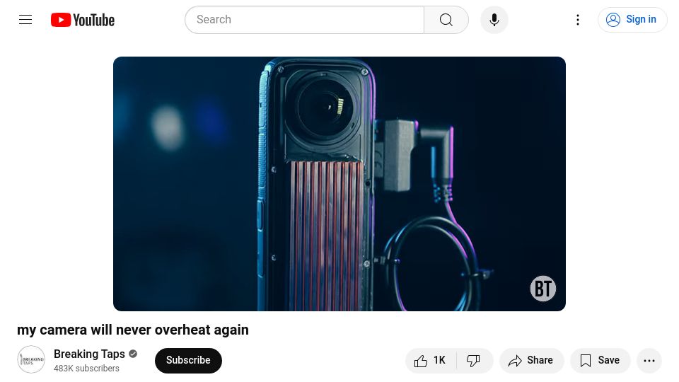 Screenshot of youtube.com: My Camera Will Never Overheat Again [video]