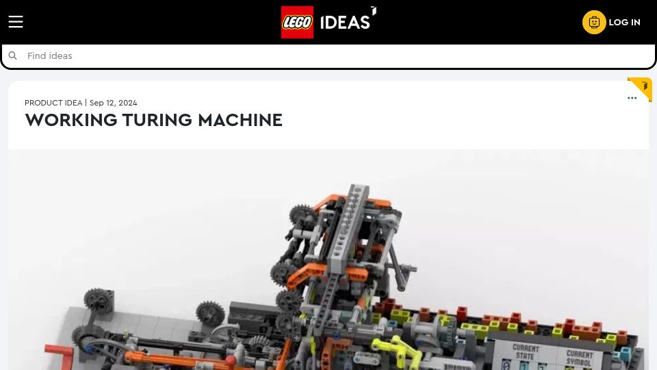 Screenshot of ideas.lego.com: Working Turing Machine