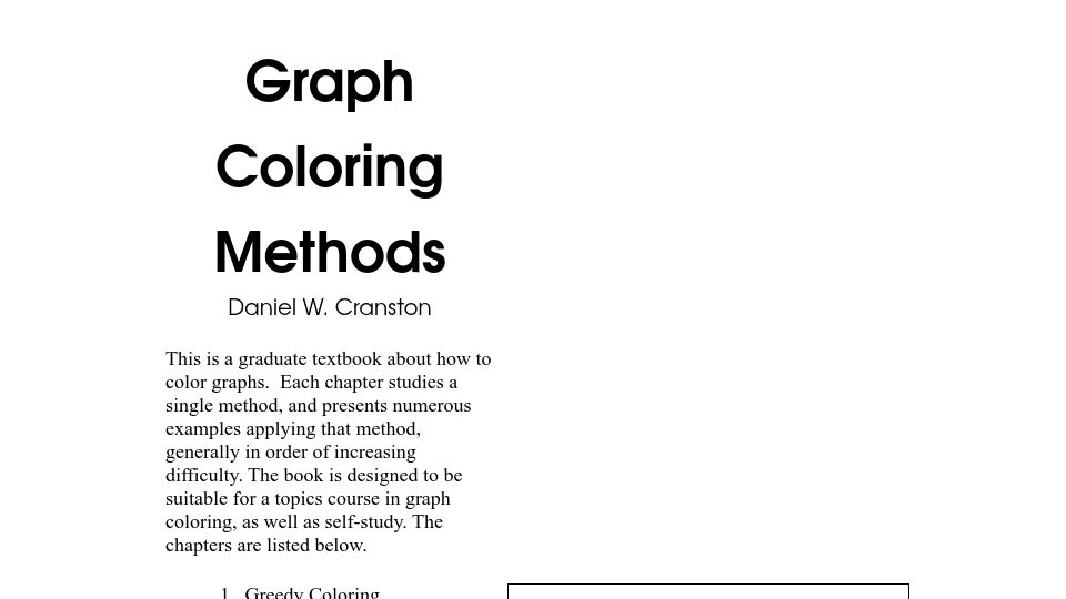 Screenshot of graphcoloringmethods.com: Graph Coloring Methods