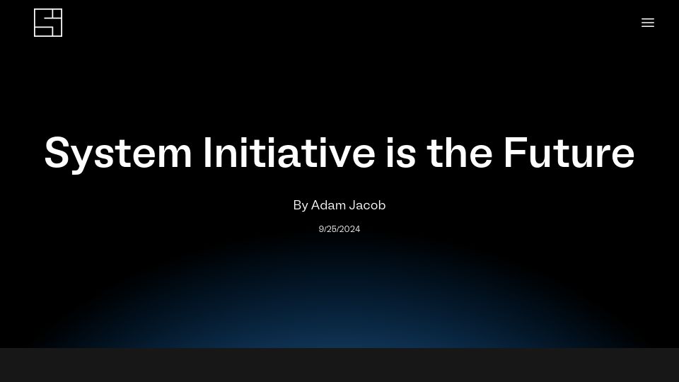 Screenshot of systeminit.com: System Intiative is generally available