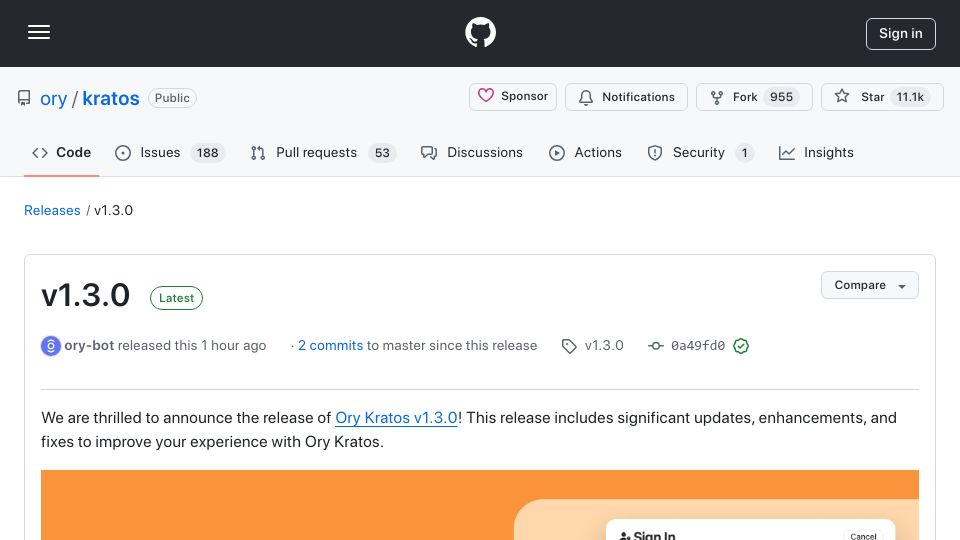 Screenshot of github.com: Show HN: Identifier First Auth and OTP MFA for Open Source Auth0 Alternative Ory