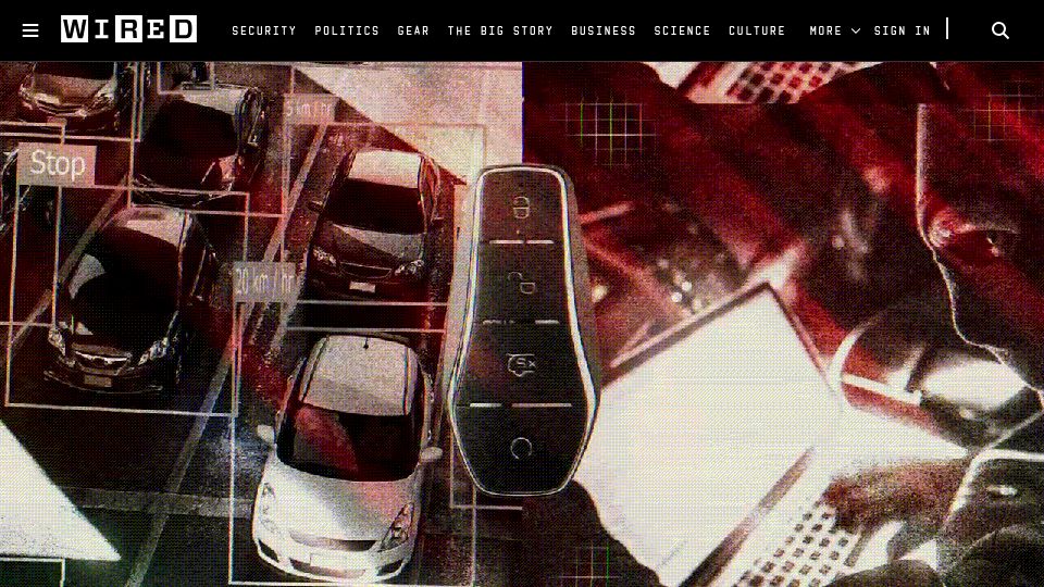 Screenshot of wired.com: Vehicles Could Be Hacked and Tracked Thanks to a Simple Website Bug