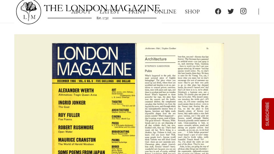 Screenshot of thelondonmagazine.org: The Architecture of London Pubs (1966)