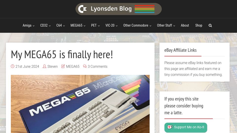 Screenshot of lyonsden.net: My MEGA65 is finally here
