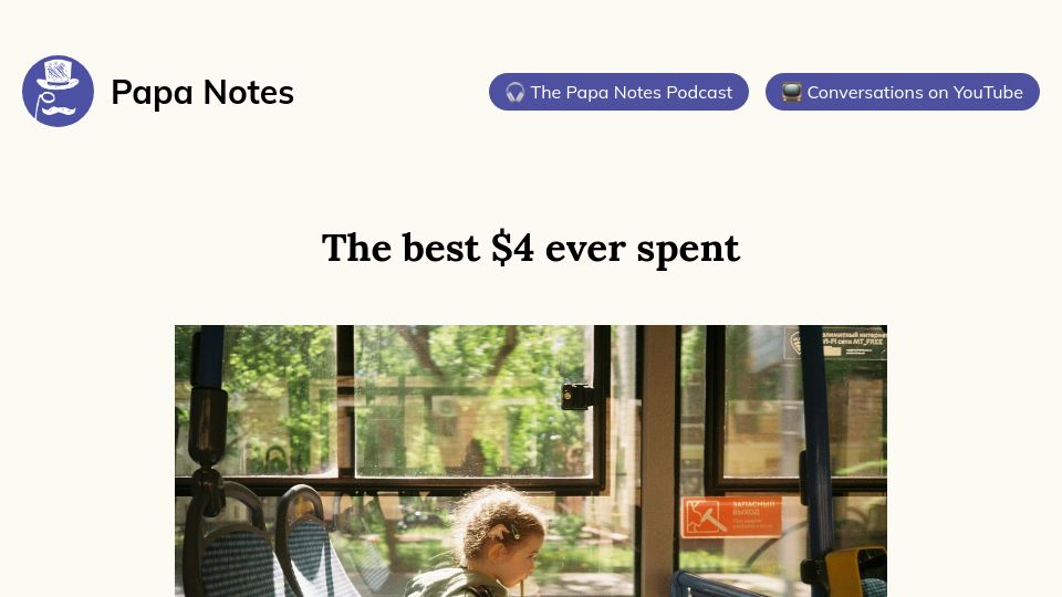 Screenshot of papanotes.com: The best $4 ever spent