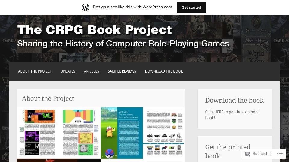 Screenshot of crpgbook.wordpress.com: The CRPG Book Project (2023)
