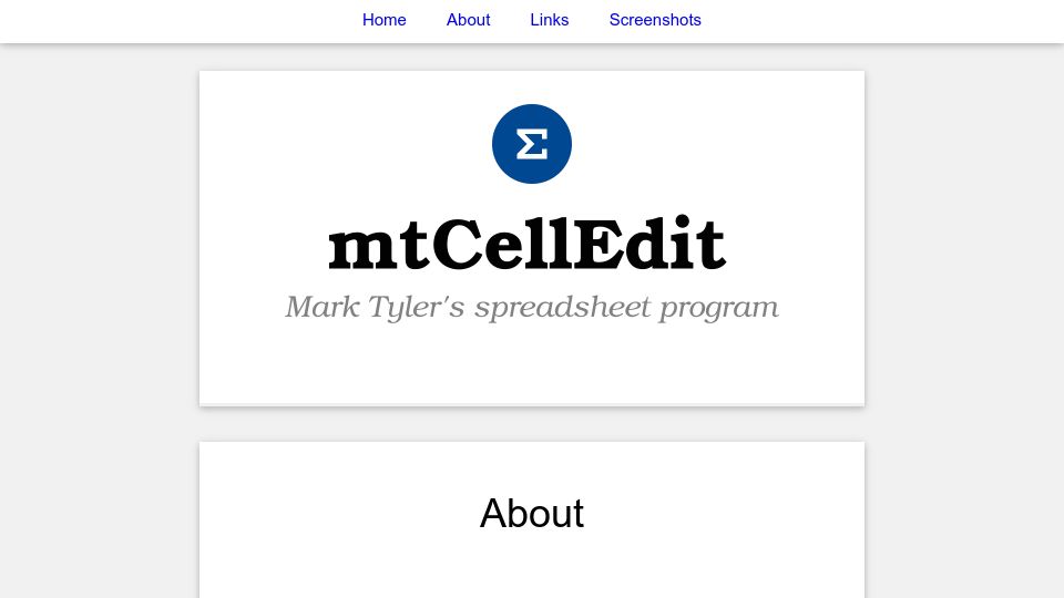 Screenshot of marktyler.org: MtCellEdit – Lightweight Spreadsheet Program