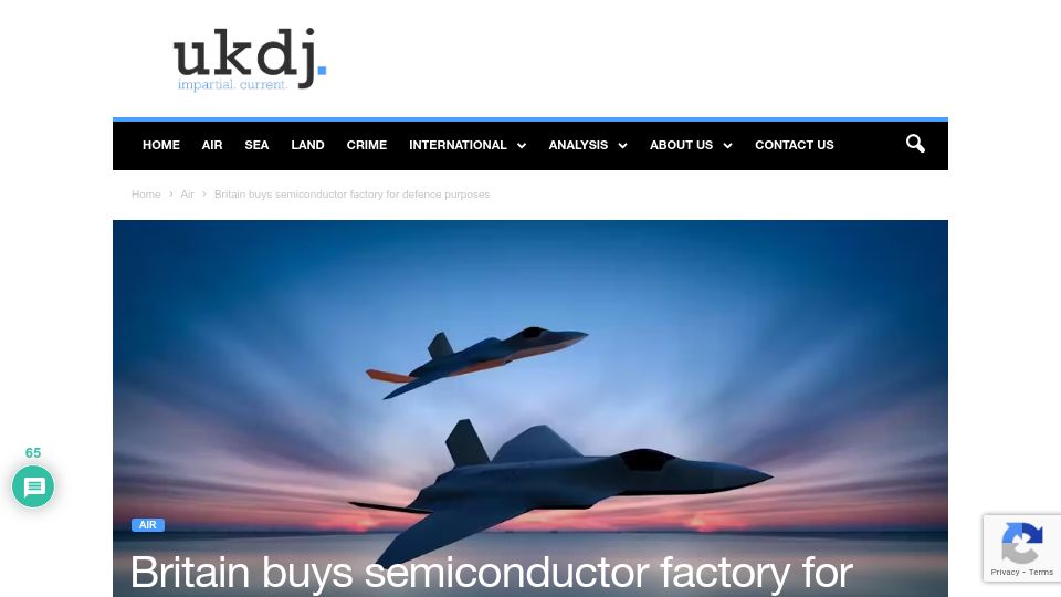 Screenshot of ukdefencejournal.org.uk: Britain buys semiconductor factory for defence purposes