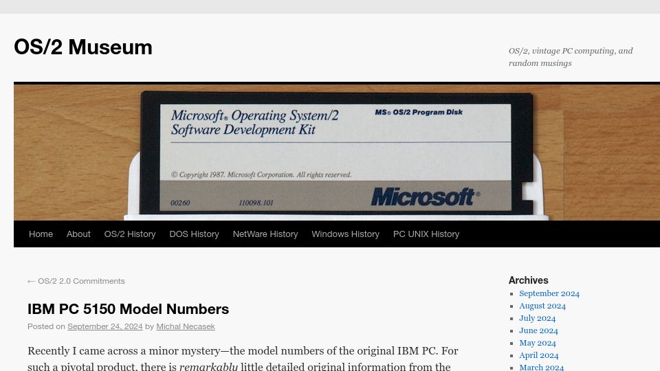 Screenshot of os2museum.com: IBM PC 5150 Model Numbers