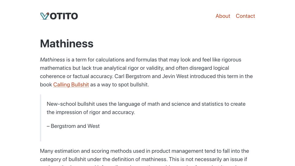 Screenshot of votito.com: Mathiness