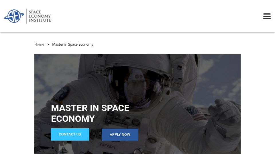 Screenshot of spaceeconomyinstitute.com: Space Economy Institute