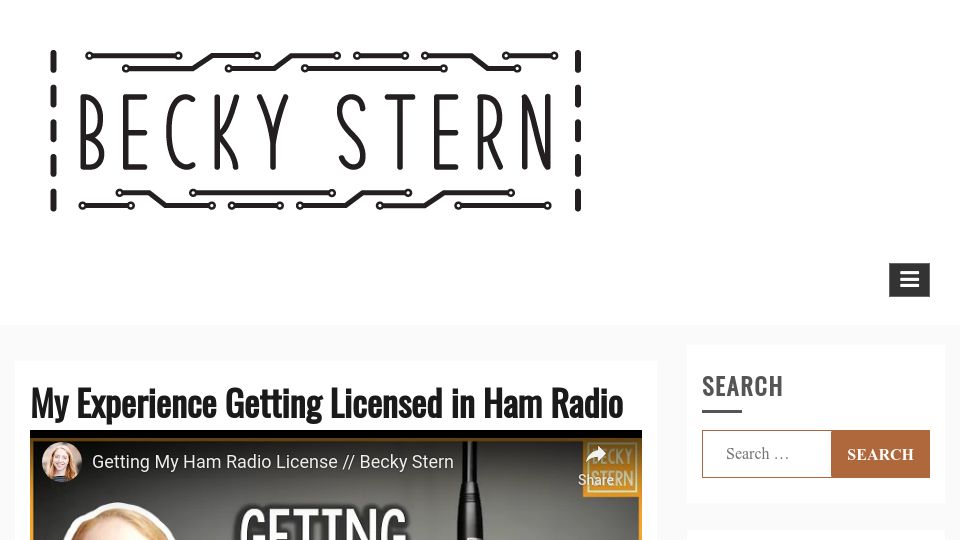 Screenshot of beckystern.com: My Experience Getting Licensed in Ham Radio (2020)