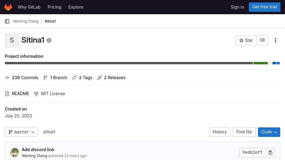 Screenshot of gitlab.com: Sitina1 Open-Source Camera