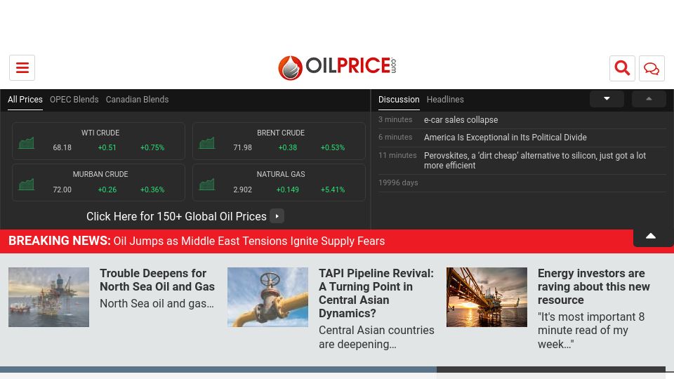 Screenshot of oilprice.com: Geothermal Energy Could Outperform Nuclear Power