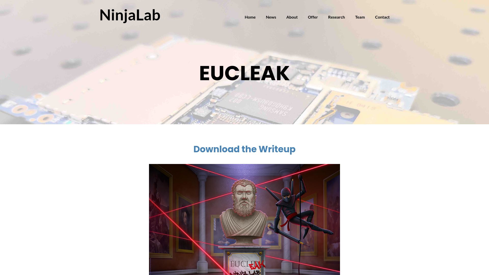Screenshot of ninjalab.io: EUCLEAK Side-Channel Attack on the YubiKey 5 Series